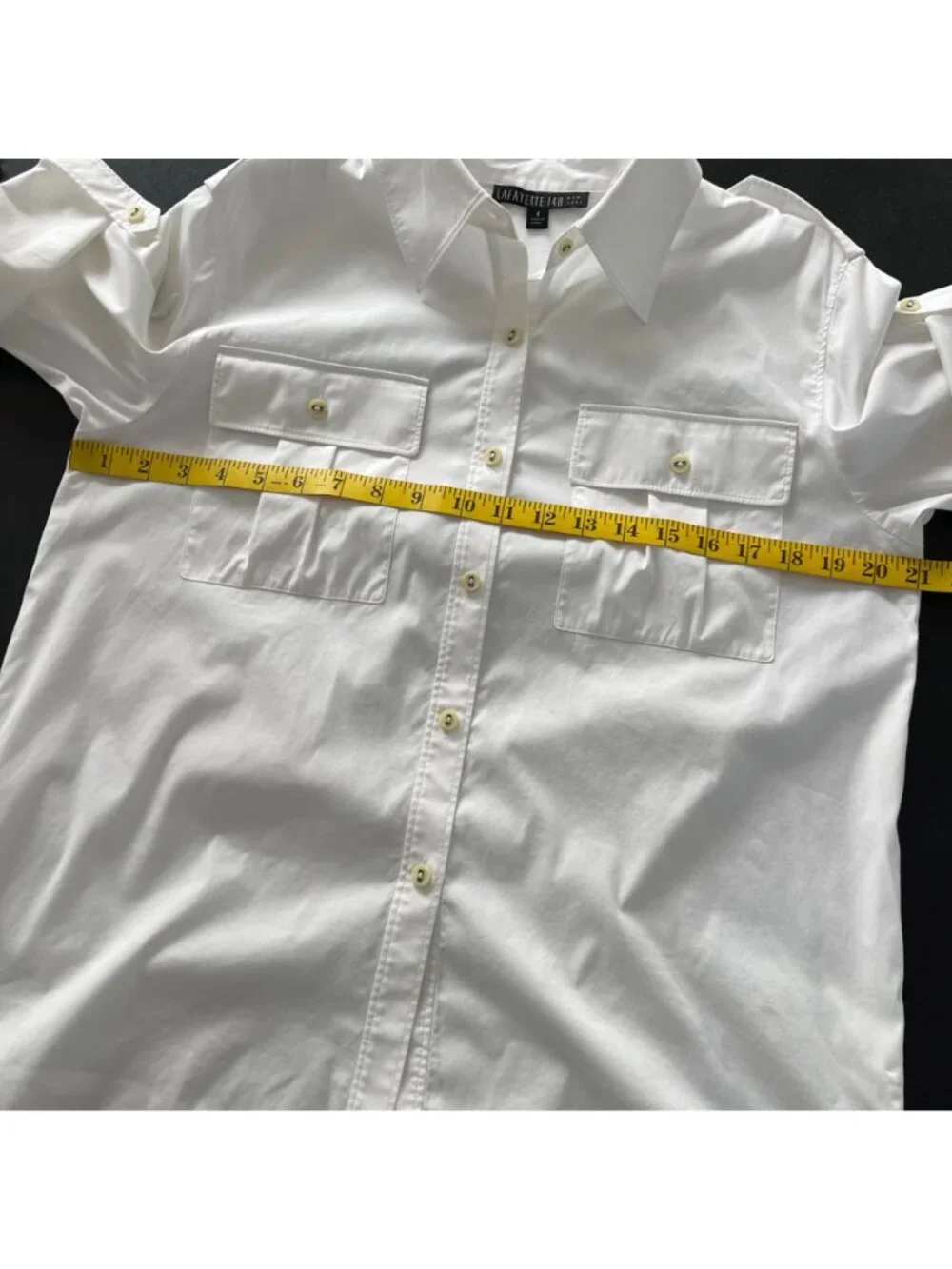 Lafayette 148 New York Womens Tunic Button Shirt Size 4 Classic Quiet Luxury - Picture 12 of 13